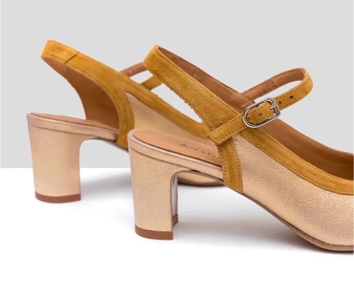 Women Medium Heel Audley Shoes Medium Heel Leather Shoe Faina Brown