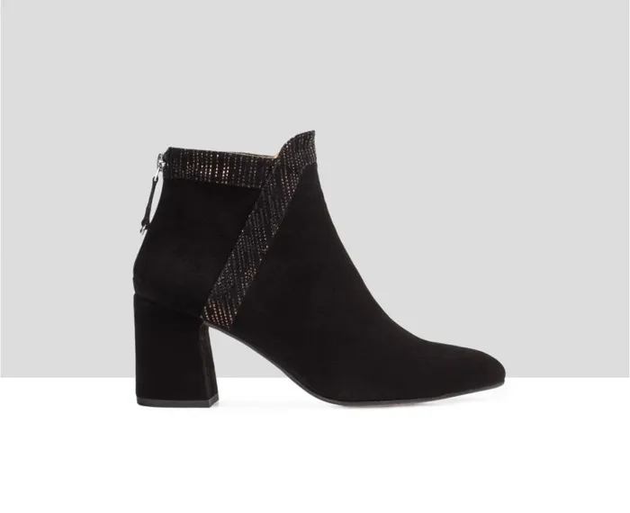 Women Medium Heel Audley Shoes Mid Heel Leather Booties Endora Black
