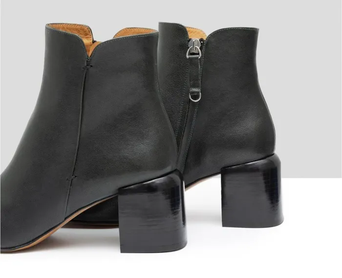 Women Medium Heel Audley Shoes Mid Heel Leather Booties Glee Green