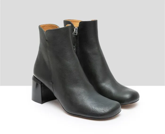 Women Medium Heel Audley Shoes Mid Heel Leather Booties Glee Green
