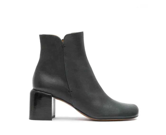 Women Medium Heel Audley Shoes Mid Heel Leather Booties Glee Green