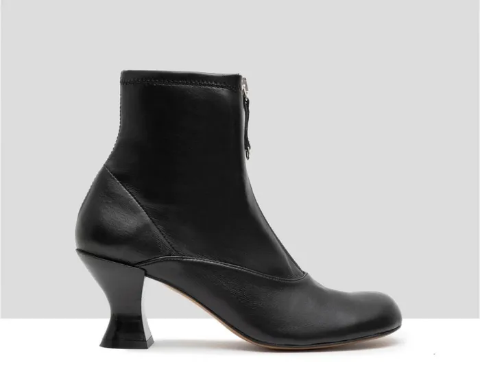 Women Medium Heel Audley Shoes Mid Heel Leather Booties Glenda Black