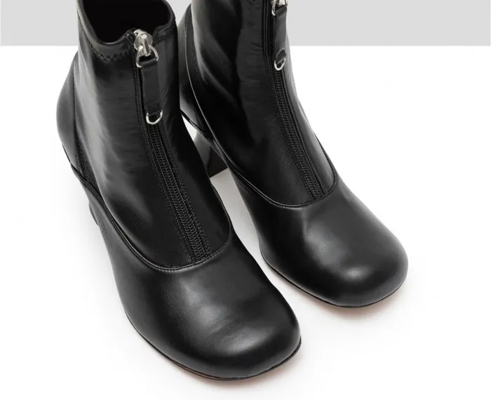 Women Medium Heel Audley Shoes Mid Heel Leather Booties Glenda Black