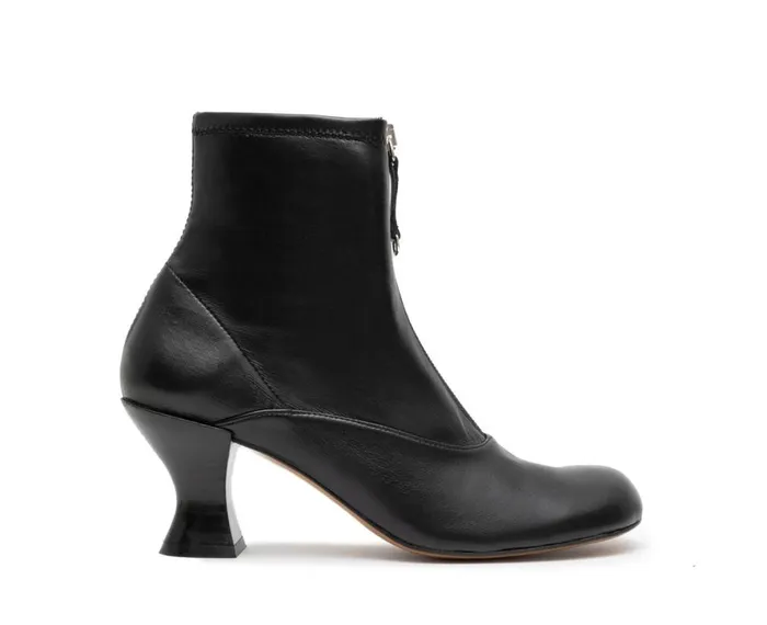 Women Medium Heel Audley Shoes Mid Heel Leather Booties Glenda Black