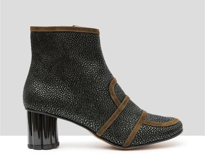 Women Medium Heel Audley Shoes Mid Heel Leather Booties Isley Green