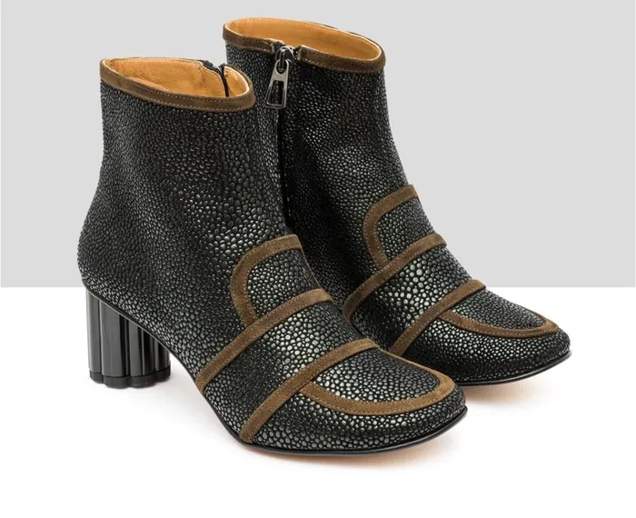 Women Medium Heel Audley Shoes Mid Heel Leather Booties Isley Green