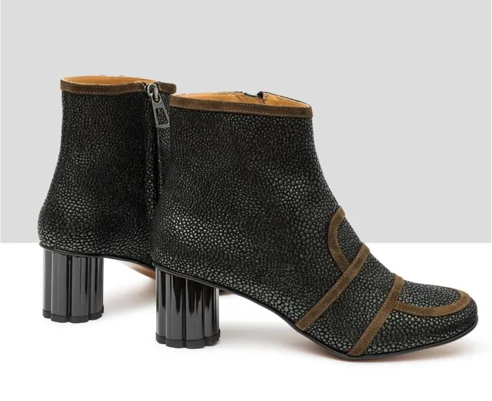 Women Medium Heel Audley Shoes Mid Heel Leather Booties Isley Green