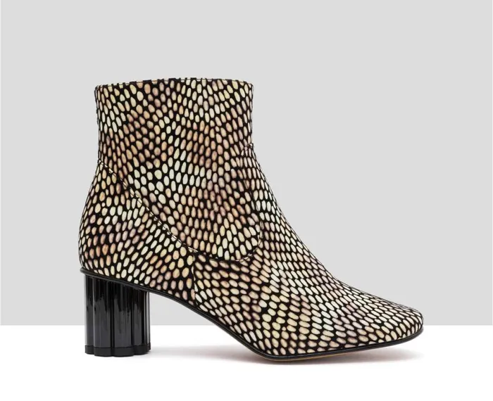 Women Medium Heel Audley Shoes Mid Heel Leather Booties Ivon Black