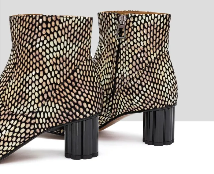 Women Medium Heel Audley Shoes Mid Heel Leather Booties Ivon Black