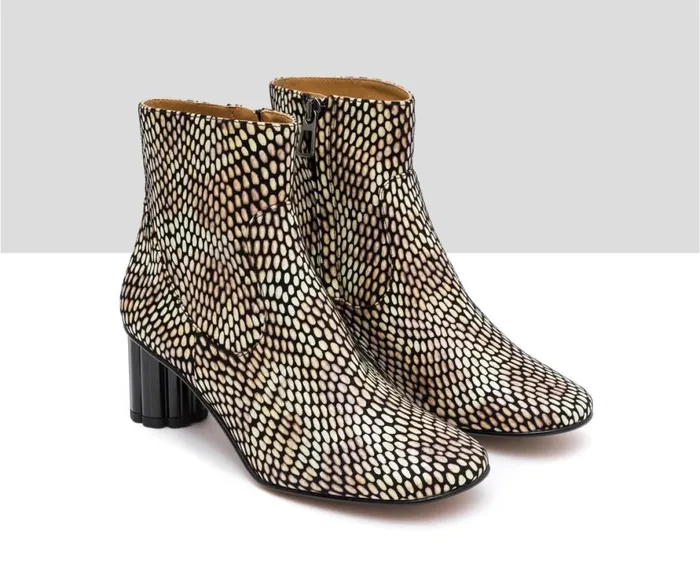 Women Medium Heel Audley Shoes Mid Heel Leather Booties Ivon Black
