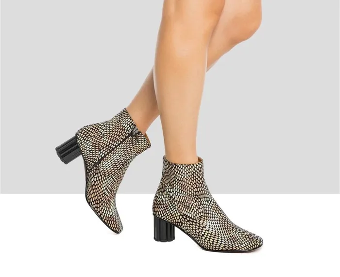 Women Medium Heel Audley Shoes Mid Heel Leather Booties Ivon Black