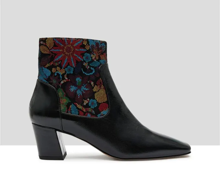 Women Medium Heel Audley Shoes Mid Heel Leather Booties Kenza Black