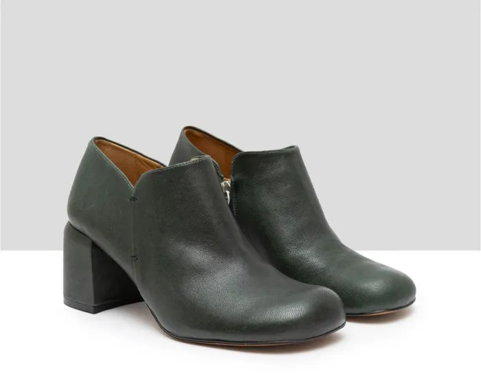 Women Medium Heel Audley Shoes Mid Heel Leather Shoe Gimena Green