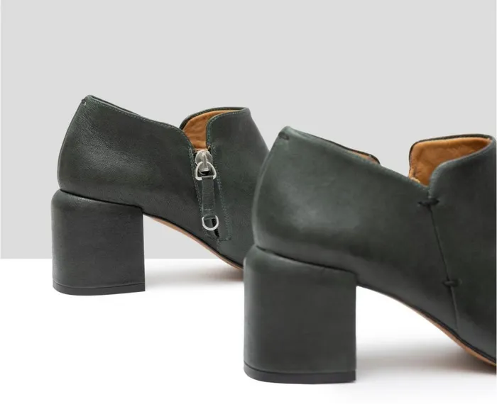 Women Medium Heel Audley Shoes Mid Heel Leather Shoe Gimena Green