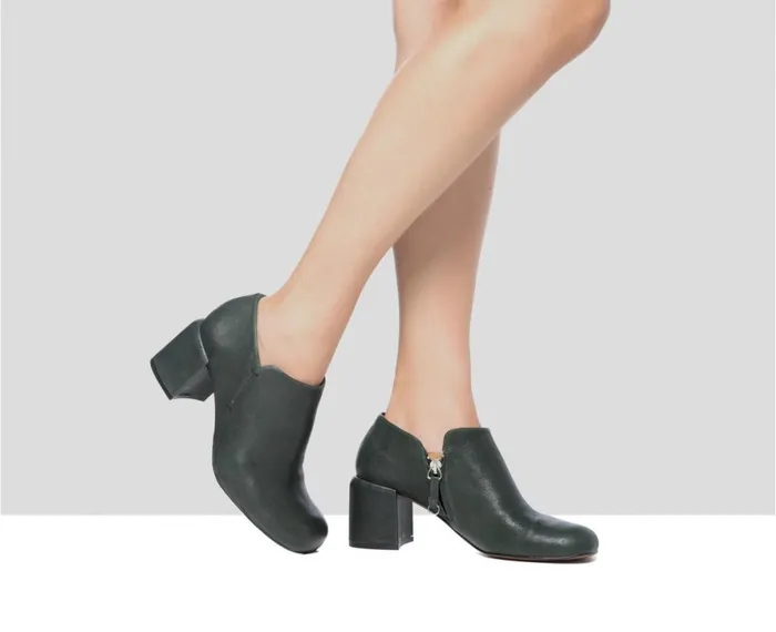 Women Medium Heel Audley Shoes Mid Heel Leather Shoe Gimena Green