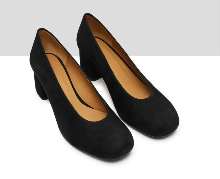 Women Medium Heel Audley Shoes Mid Heel Leather Shoe Idelisa Black
