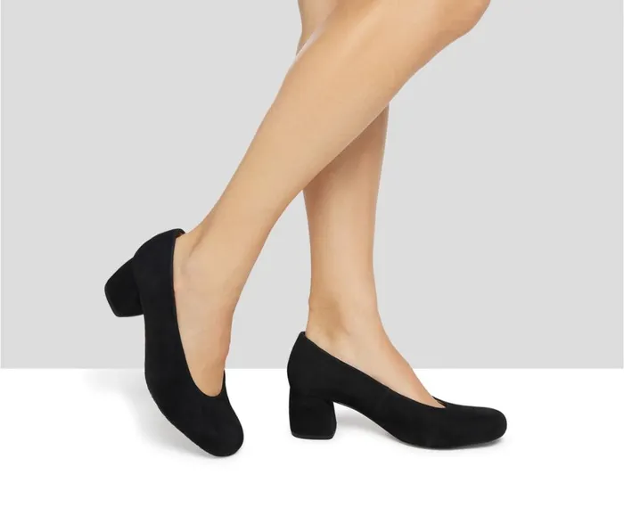 Women Medium Heel Audley Shoes Mid Heel Leather Shoe Idelisa Black