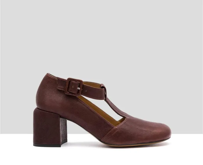 Women Medium Heel Audley Shoes Mid Heel Leather Shoe Imelda Burdeos