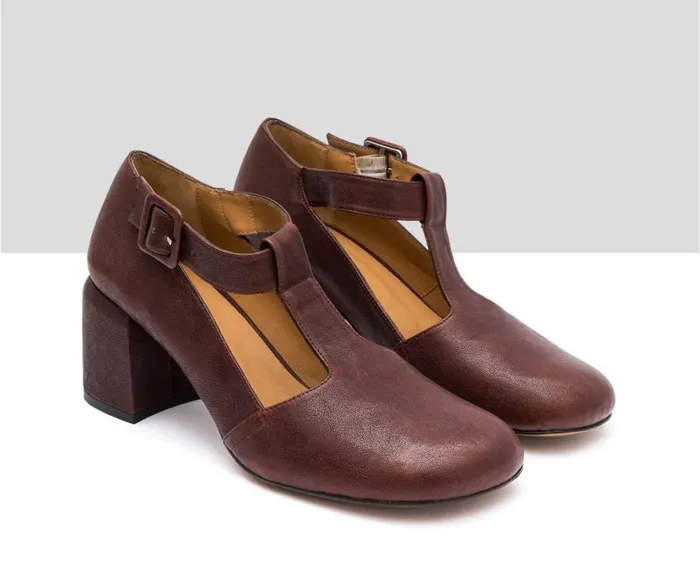 Women Medium Heel Audley Shoes Mid Heel Leather Shoe Imelda Burdeos