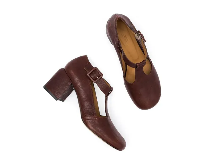 Women Medium Heel Audley Shoes Mid Heel Leather Shoe Imelda Burdeos