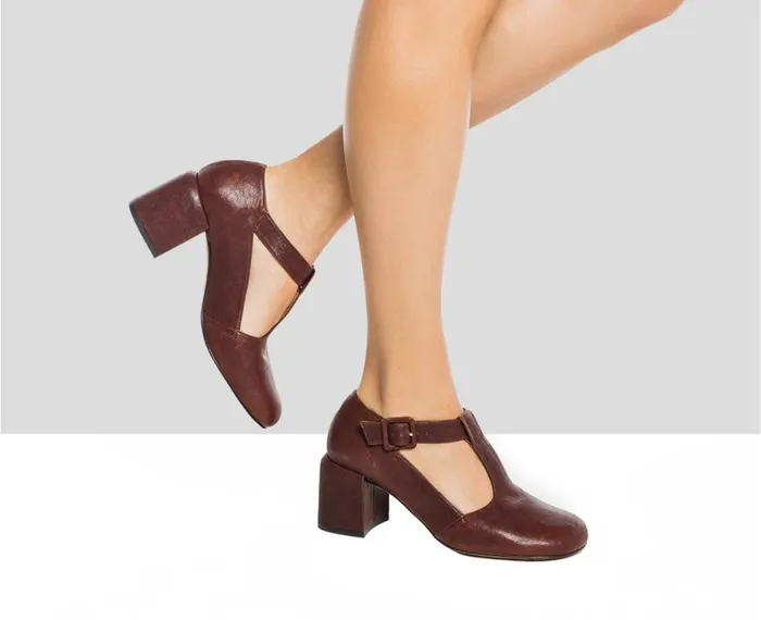 Women Medium Heel Audley Shoes Mid Heel Leather Shoe Imelda Burdeos