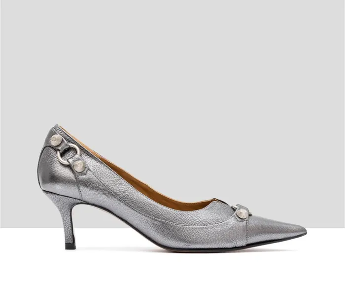 Women Medium Heel Audley Shoes Mid Heel Leather Shoe Isha Grey