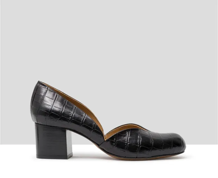 Women Medium Heel Audley Shoes Mid Heel Leather Shoe Jamelia Black