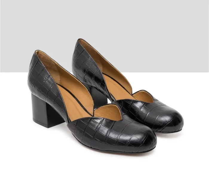 Women Medium Heel Audley Shoes Mid Heel Leather Shoe Jamelia Black