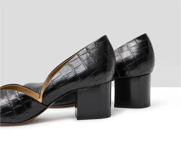 Women Medium Heel Audley Shoes Mid Heel Leather Shoe Jamelia Black