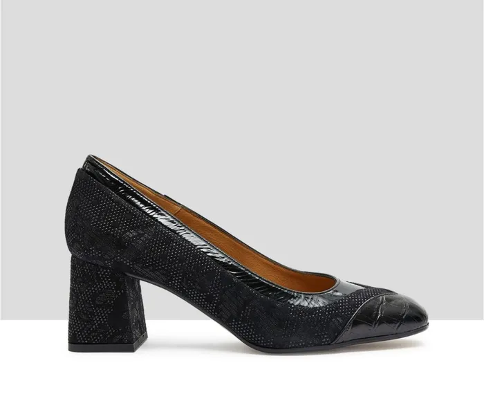 Women Medium Heel Audley Shoes Mid Heel Leather Shoe Karol Black
