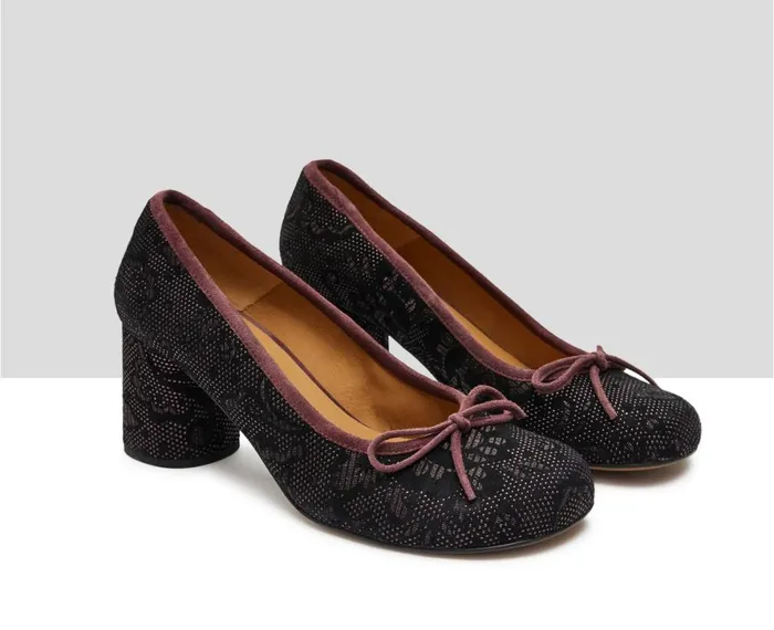 Women Medium Heel Audley Shoes Mid Heel Leather Shoe Kris Black