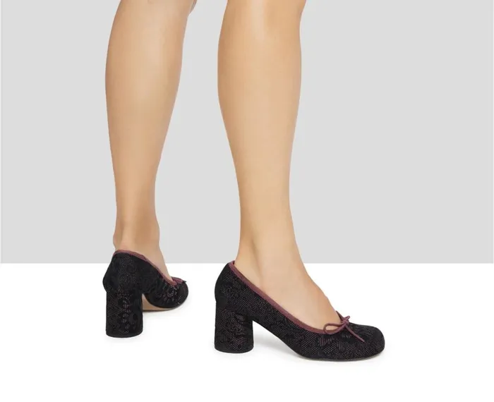 Women Medium Heel Audley Shoes Mid Heel Leather Shoe Kris Black