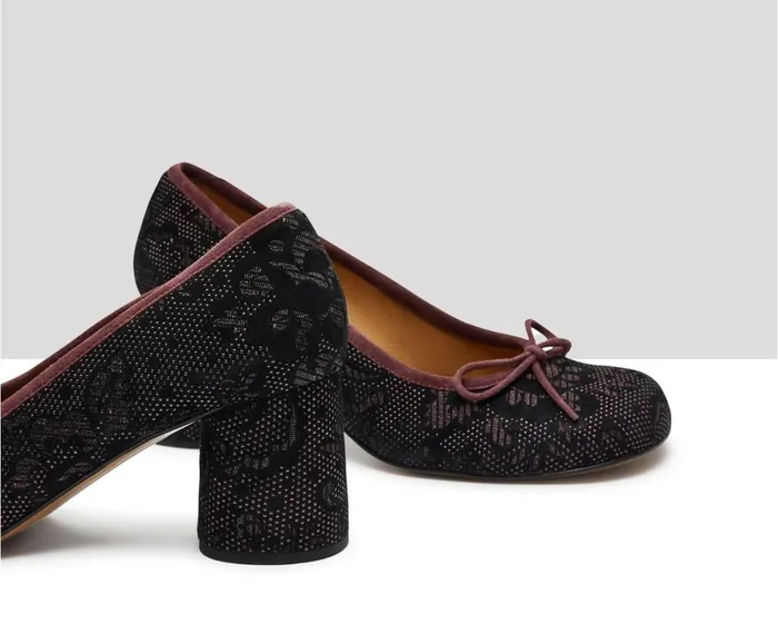 Women Medium Heel Audley Shoes Mid Heel Leather Shoe Kris Black