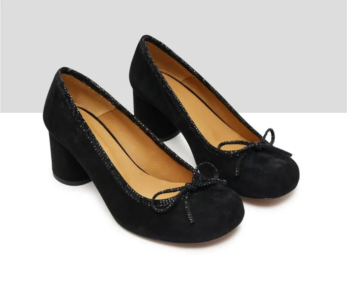 Women Medium Heel Audley Shoes Mid Heel Leather Shoe Kylie Black