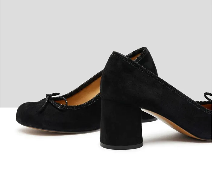 Women Medium Heel Audley Shoes Mid Heel Leather Shoe Kylie Black