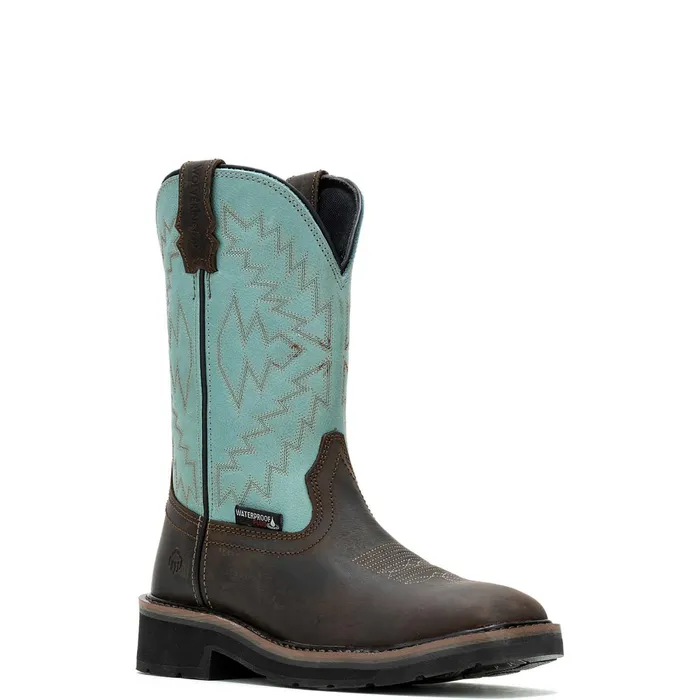 WomenMen Rancher Arrow SteelToe Wellington Work Boot Aqua Wolverine Boots