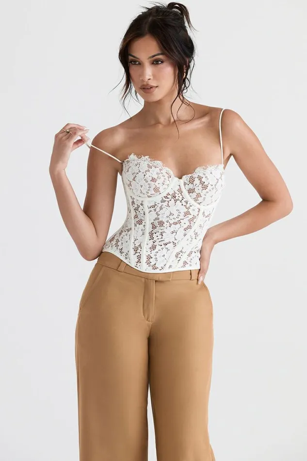 Women Mila Ivory Lace Underwired Corset House Of CB Corsets Women Mila Ivory Lace Underwired Corset House Of CB Corsets