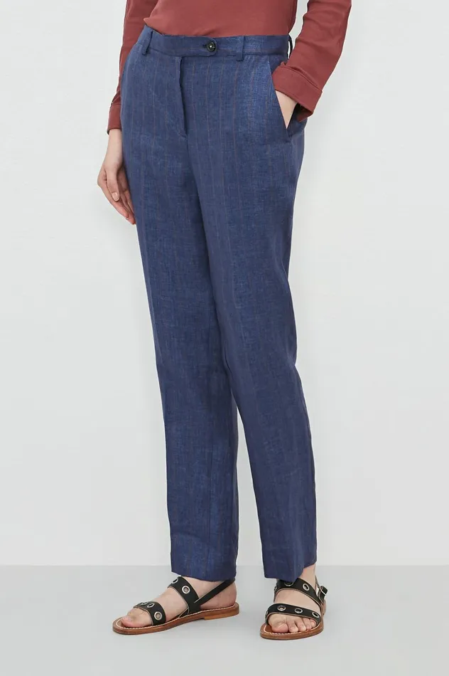 Women MIRIAM 8211 Linen Cotton Trousers 8211 Blu Massimo Alba Trousers and Shorts