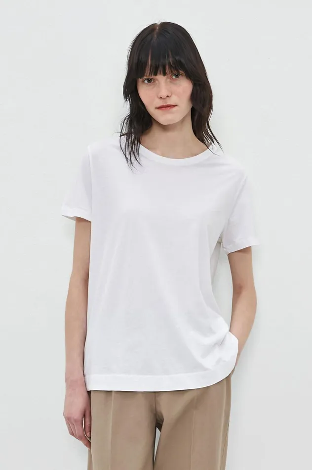 Women NAXOS 8211 Cotton Jersey Crew Neck Tshirt 8211 Latte Massimo Alba Tops