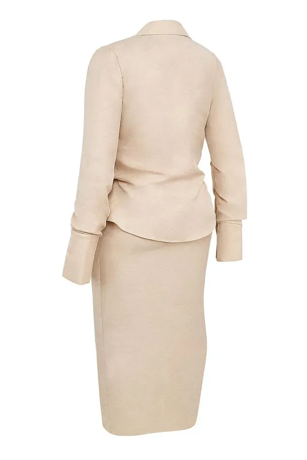 Women Nevaeh Almond Plunge Shirt Midi Dress House Of CB Dresses Women Nevaeh Almond Plunge Shirt Midi Dress House Of CB Dresses
