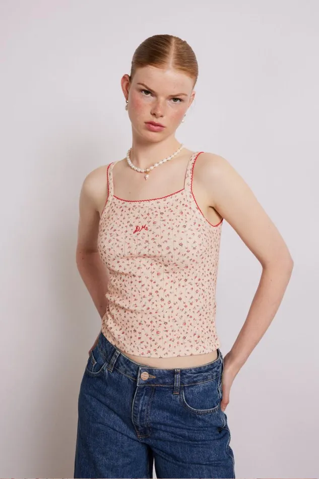 Women Nightwear Damson Madder Rose Print Cami