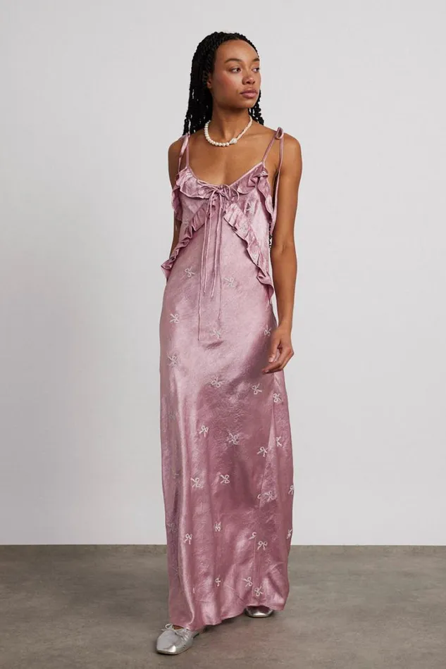 Women Occasion Wear Damson Madder Kiki Embroidered Dress 8211 Pink Bow