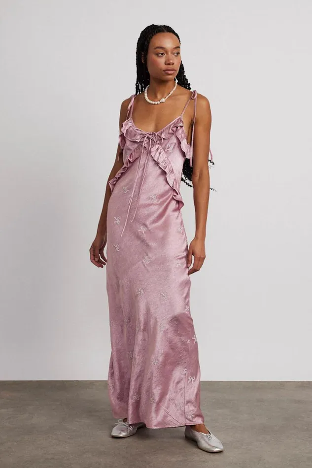 Women Occasion Wear Damson Madder Kiki Embroidered Dress 8211 Pink Bow