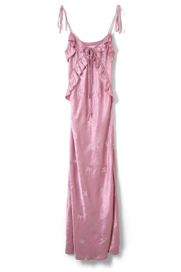 Women Occasion Wear Damson Madder Kiki Embroidered Dress 8211 Pink Bow