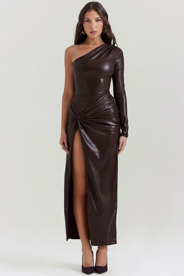 Women Octavia Cocoa Vegan Leather Maxi Dress House Of CB Dresses Women Octavia Cocoa Vegan Leather Maxi Dress House Of CB Dresses