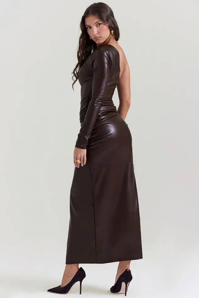 Women Octavia Cocoa Vegan Leather Maxi Dress House Of CB Dresses Women Octavia Cocoa Vegan Leather Maxi Dress House Of CB Dresses