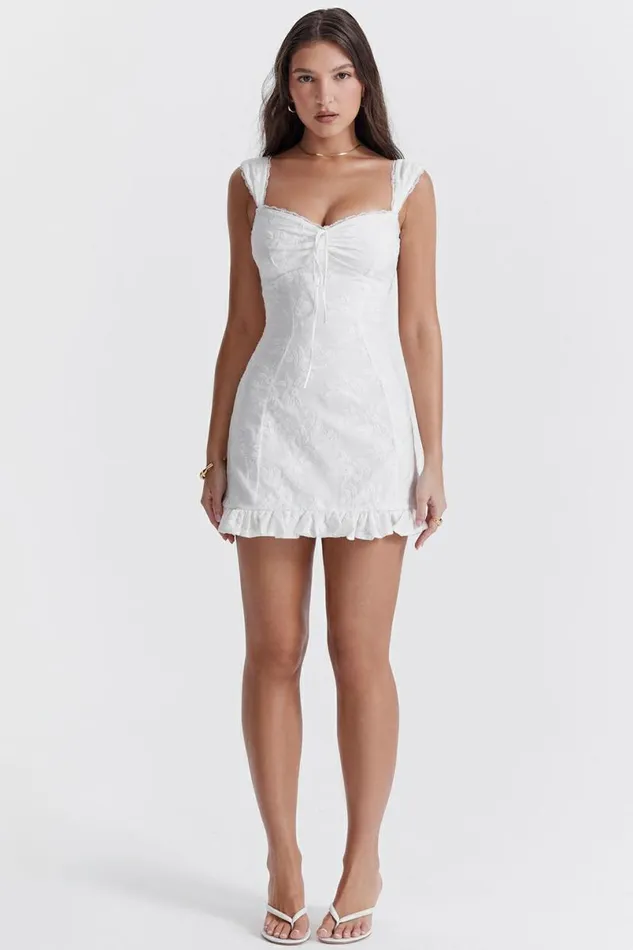 Women Odessa White Embroidered Mini Dress House Of CB Dresses