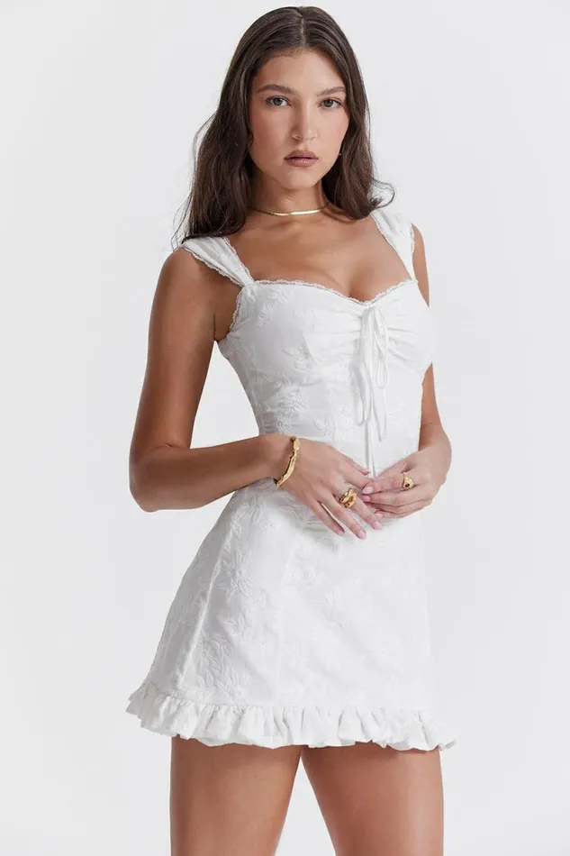 Women Odessa White Embroidered Mini Dress House Of CB Dresses
