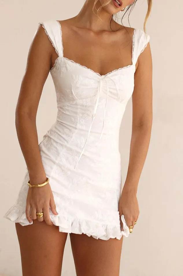 Women Odessa White Embroidered Mini Dress House Of CB Dresses