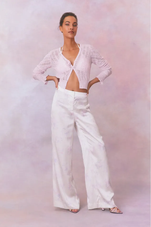 Women Pants and Shorts LoveShackFancy Daniya Wide Leg Printed Silk Pants Lilac Pearl Women Pants and Shorts LoveShackFancy Daniya Wide Leg Printed Silk Pants Lilac Pearl